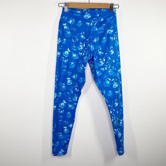 Glyder Blue Floral Print Pull On Stretch Active Leggings Women's Size Small S - Picture 9 of 9